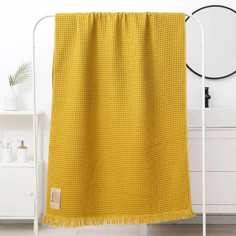 Nordic Geometric Tassel Bath Towel 100% Cotton Multi-colored Waffle Adult Bathroom Big Shawl Quick-Dry 90x180cm Beach Towel