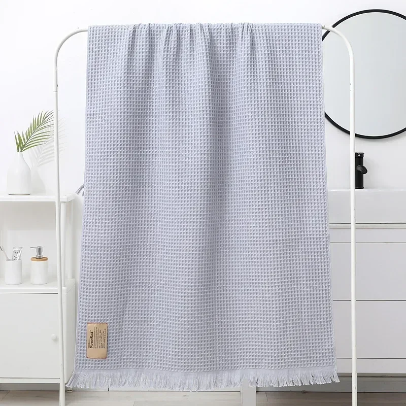 Nordic Geometric Tassel Bath Towel 100% Cotton Multi-colored Waffle Adult Bathroom Big Shawl Quick-Dry 90x180cm Beach Towel