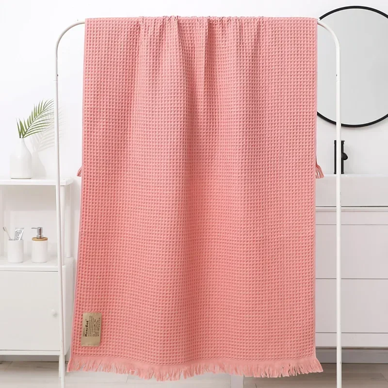 Nordic Geometric Tassel Bath Towel 100% Cotton Multi-colored Waffle Adult Bathroom Big Shawl Quick-Dry 90x180cm Beach Towel