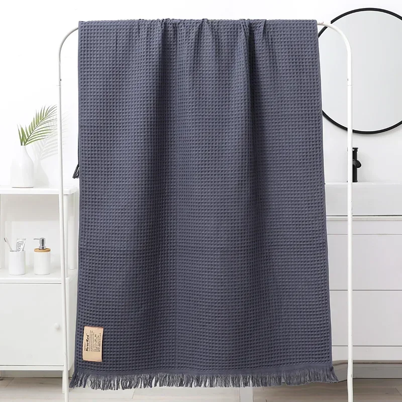 Nordic Geometric Tassel Bath Towel 100% Cotton Multi-colored Waffle Adult Bathroom Big Shawl Quick-Dry 90x180cm Beach Towel
