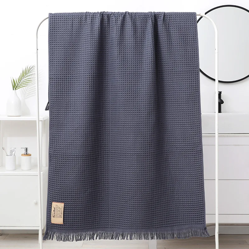 Nordic Geometric Tassel Bath Towel 100% Cotton Multi-colored Waffle Adult Bathroom Big Shawl Quick-Dry 90x180cm Beach Towel