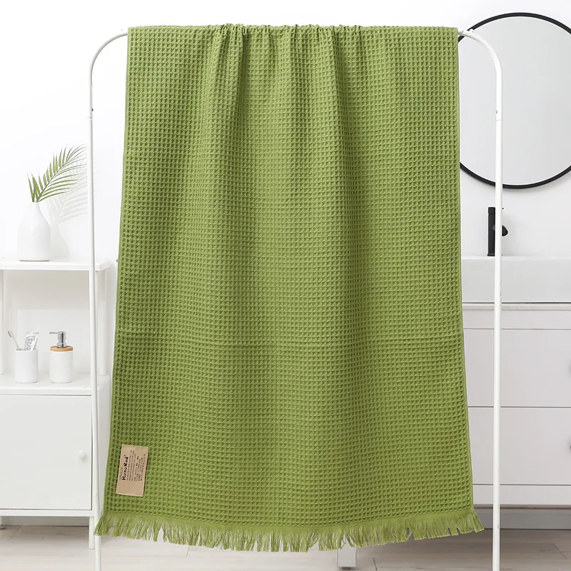Nordic Geometric Tassel Bath Towel 100% Cotton Multi-colored Waffle Adult Bathroom Big Shawl Quick-Dry 90x180cm Beach Towel