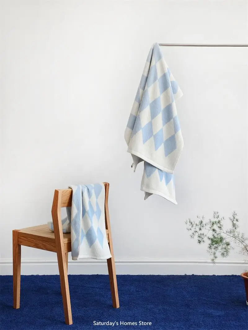 Striped Geometric Rhombuses Cotton Towels Soft  Absorbent Face Towel Combed Long Staple Kids Hands Towel Adult Bath Household To