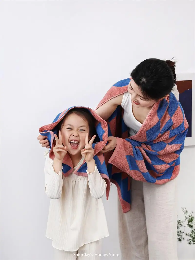 Striped Geometric Rhombuses Cotton Towels Soft  Absorbent Face Towel Combed Long Staple Kids Hands Towel Adult Bath Household To