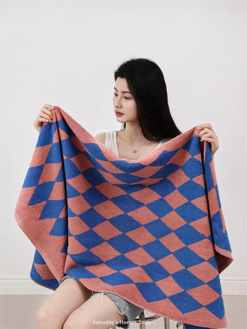 Striped Geometric Rhombuses Cotton Towels Soft  Absorbent Face Towel Combed Long Staple Kids Hands Towel Adult Bath Household To