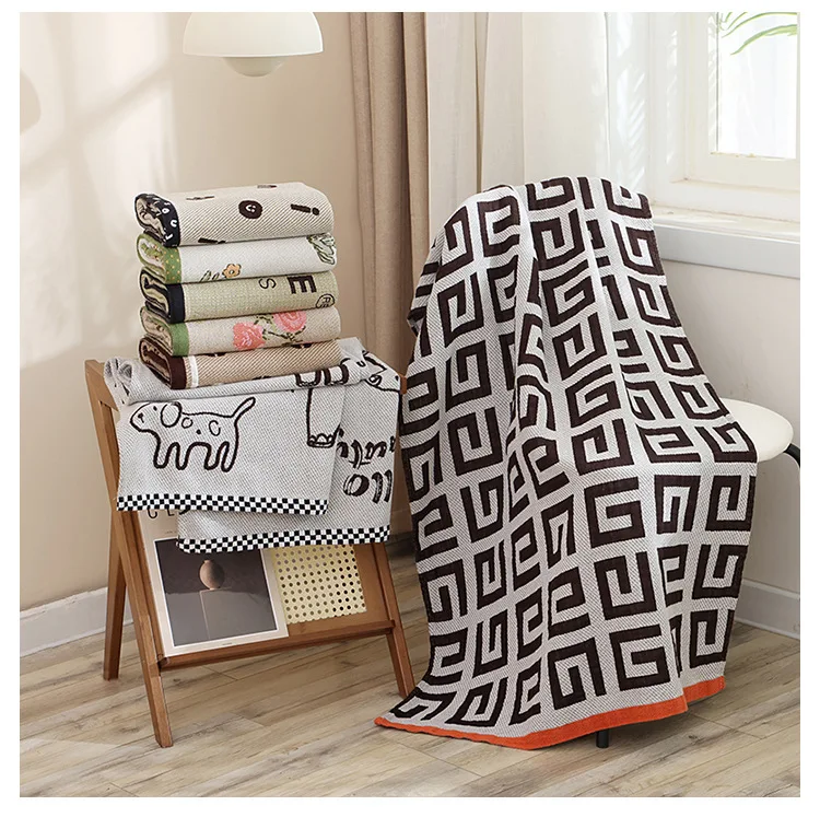 Cotton Gauze Bath Towel Geometry Floral Animal Pattern Bath Towel For Home Bathroom Soft Absorb Water Shower Beach Wrapped Towel