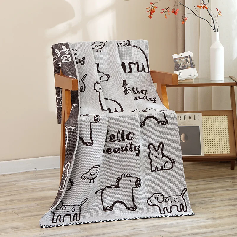 Cotton Gauze Bath Towel Geometry Floral Animal Pattern Bath Towel For Home Bathroom Soft Absorb Water Shower Beach Wrapped Towel