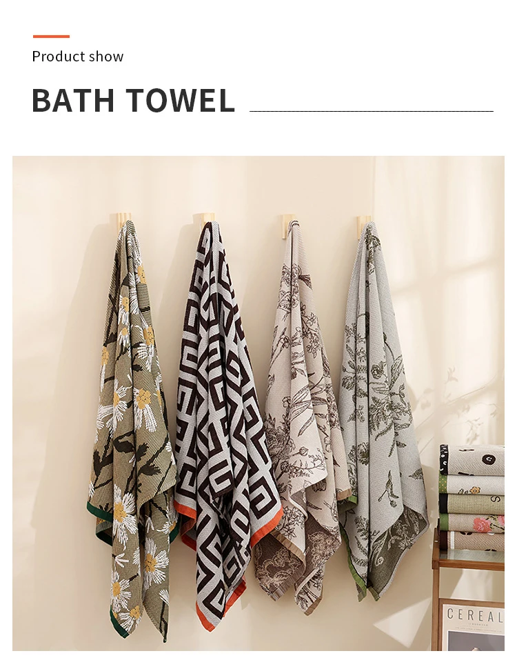Cotton Gauze Bath Towel Geometry Floral Animal Pattern Bath Towel For Home Bathroom Soft Absorb Water Shower Beach Wrapped Towel