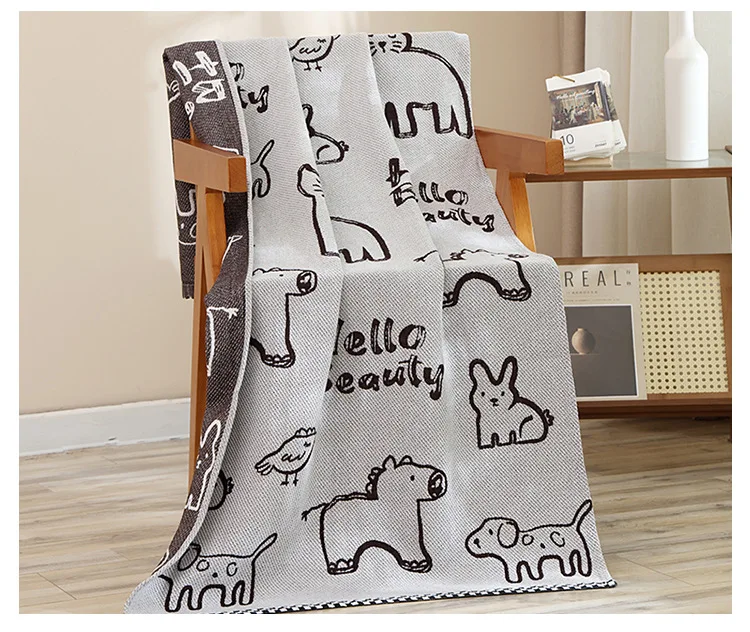 Cotton Gauze Bath Towel Geometry Floral Animal Pattern Bath Towel For Home Bathroom Soft Absorb Water Shower Beach Wrapped Towel