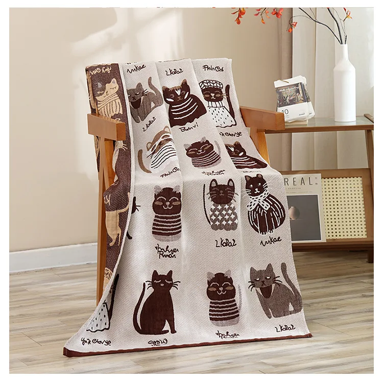 Cotton Gauze Bath Towel Geometry Floral Animal Pattern Bath Towel For Home Bathroom Soft Absorb Water Shower Beach Wrapped Towel